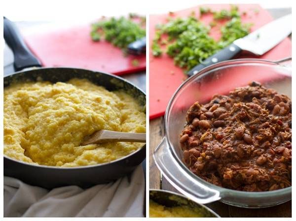 Two images side-by-side of food.