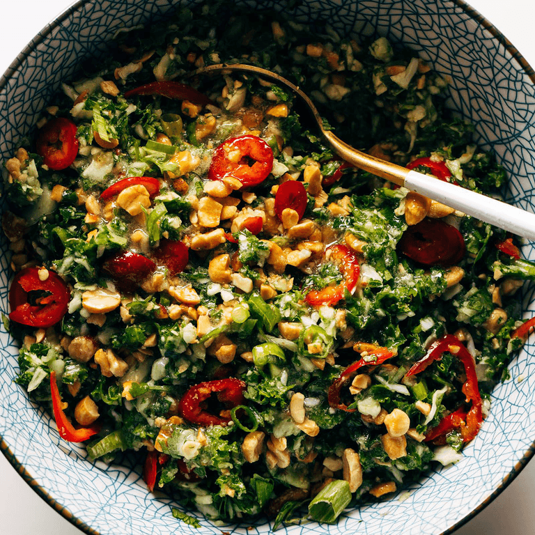 Roasted peanut kale salad.